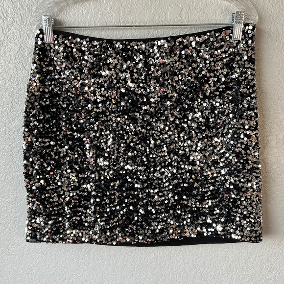 NWT - H&M Velvet Silver Sequined Mini Skirt - Picture 2 of 8